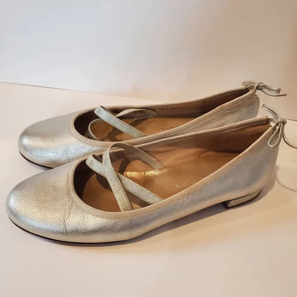 Stuart Weitzman Bolshoi Gold Flats Women's Size 9 - Picture 12 of 13